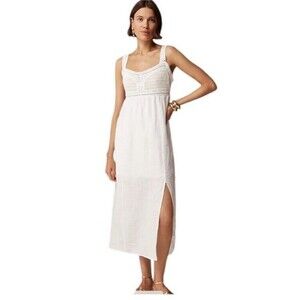 J.Crew Crochet-top midi dress 100% linen NWT Size XS